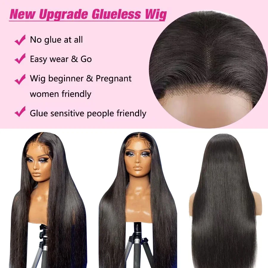 Top Trends: Glueless Lace Front Wig Straight Lace Frontal Human Hair Wigs 13x4 Brazilian Long 32inch Human Hair Closure Wig Pre Plucked 180% Shoppable Styles - Image 4