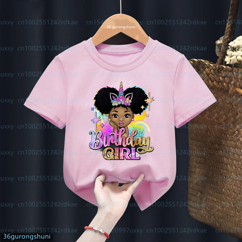 Top Trends: Black Girl Magic Afro Princess, Afro Puff Hair Happy Birthday Girls T-Shirt Unicorn Black Girls Birthday Tshirt Pink Tops 1-12y Shoppable Styles