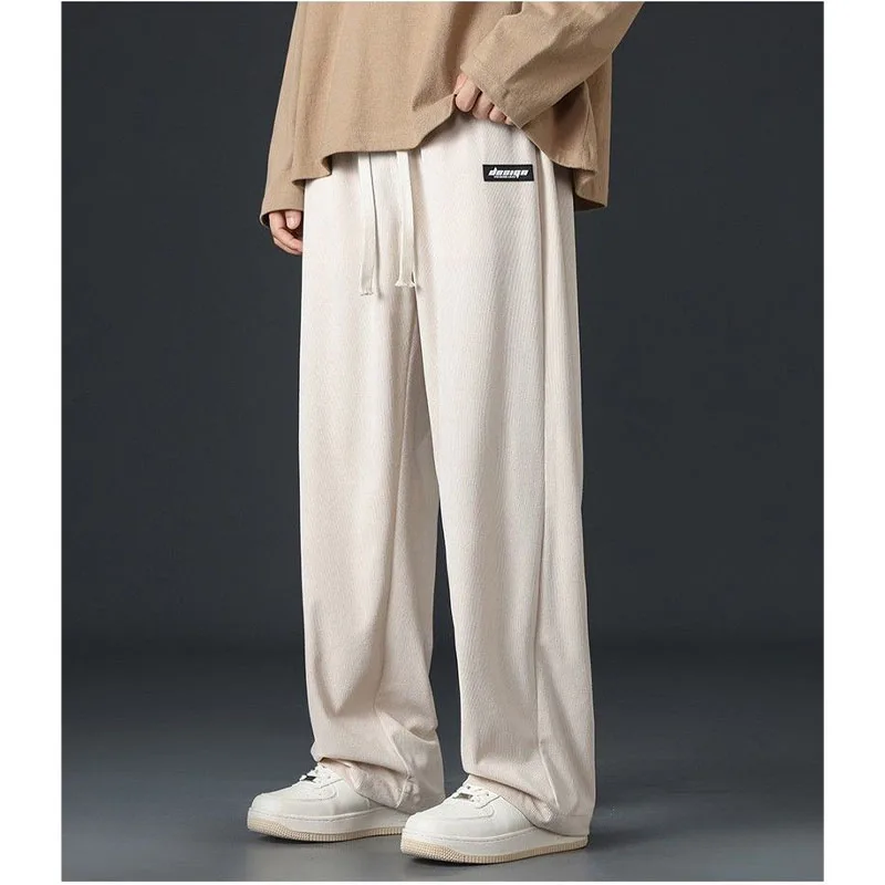 Top Trends: 2023 New Spring And Autumn Luxury Corduroy Fashion Versatile Slim Wide Leg Solid Casual Loose Style Men&#039;s Straight Leg Pants Shoppable Styles