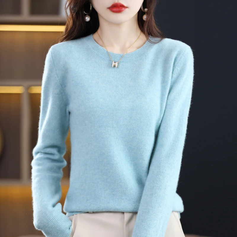 Top Trends: Autumn And Winter New 100% Pure Wool Sweater Women&#039;s Knitted Bottoming Shirt Round Neck Cashmere Sweater Foreign Style Joker. Shoppable Styles