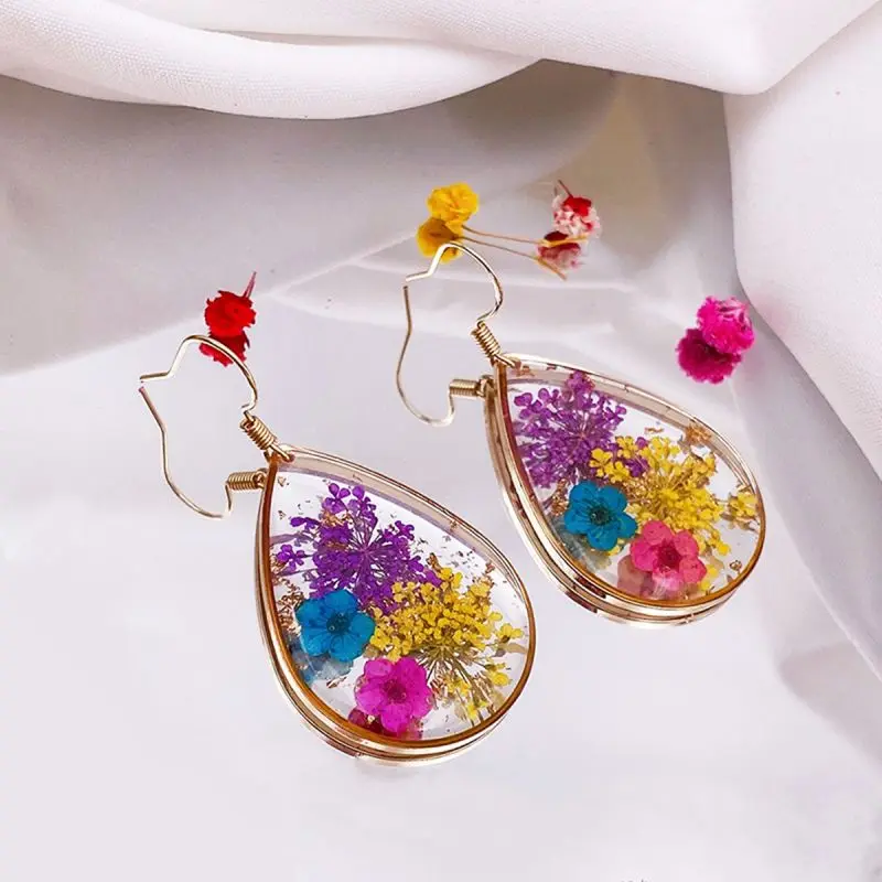 Top Trends: Colorful Natural Flower Earrings Unique Pressed Flower Earrings Jewelry Accessories Natural Flower Epoxy Resin Earring Wholesale Shoppable Styles