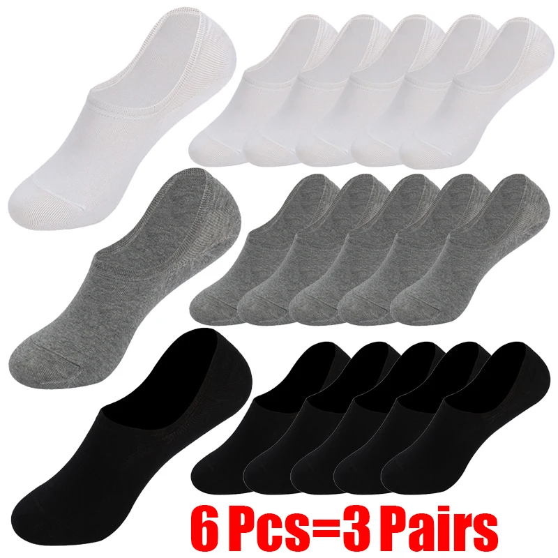 Top Trends: 3Pairs Men Boat Socks Spring Summer Non-slip Silicone Invisible Cotton Socks Male Breathable Short Sock Ankle Sock Casual Sox Shoppable Styles