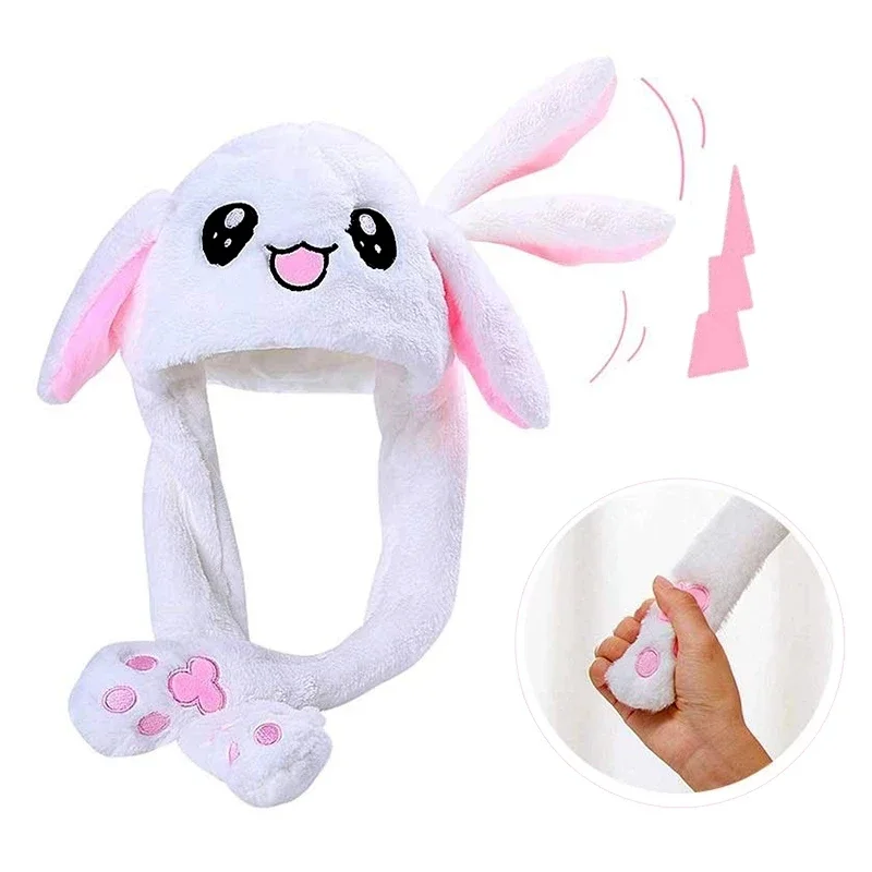 Top Trends: Cute Hats With Earflaps Rabbit Women Girls Hat Plush Moving Shine Bunny Ears Hat Movable Ears Toy Hat Children Hip Hop Toy Caps Shoppable Styles