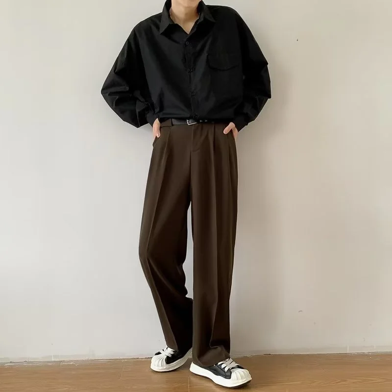 Top Trends: Brown Black Suit Pants Men Slim Fit Fashion Social Mens Dress Pants Korean Casual Straight Pants Mens Office Formal Trousers Shoppable Styles