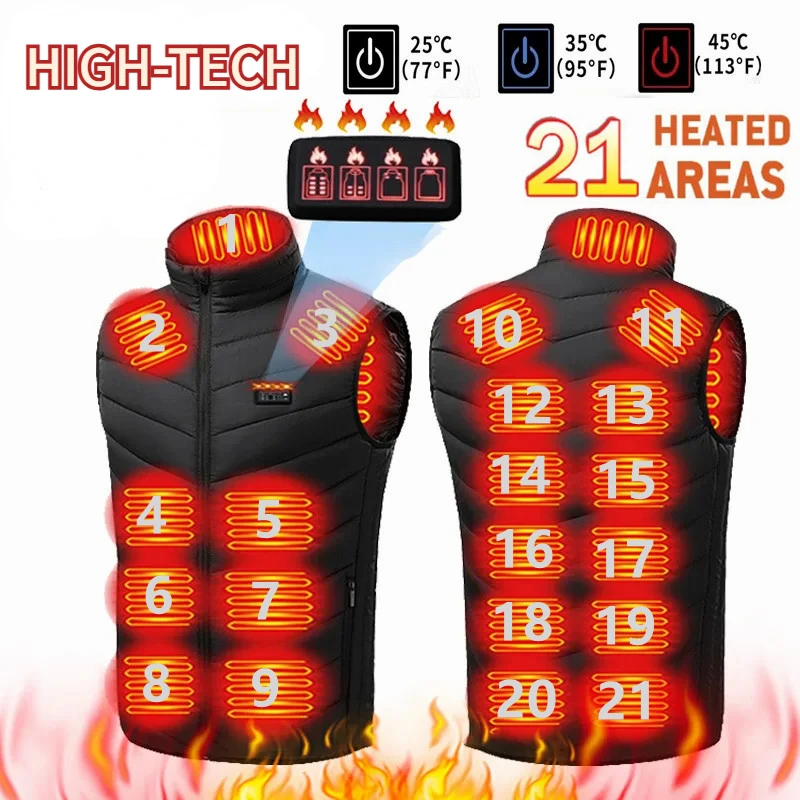 Top Trends: 21 / 13 / 9Areas Self Heating Vest Jacket Heated Winter Men Womens Heated Jacket Tactical Heating Vest Body Warmer Coat With Gloves Shoppable Styles