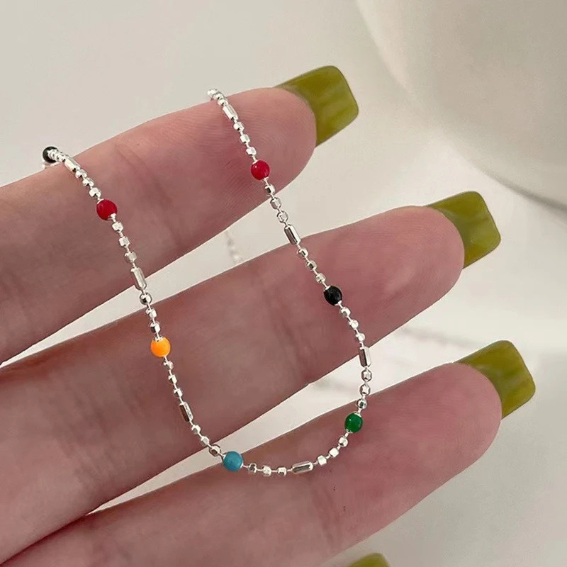 Top Trends: Popular 925 Sterling Silver Round Bead Bracelet Colorful Beads Charm Bracelet Party Birthday Gift For Women Fine Jewelry Shoppable Styles