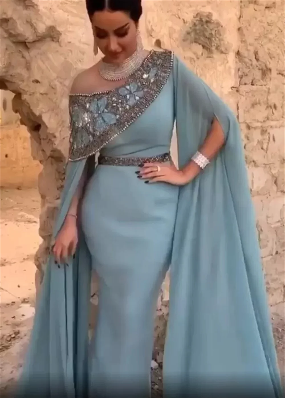 Top Trends: Formal Mermaid Evening Party Dresses Engagement Chiffon Elegant Ladies Crystals Pure Color 2022 Luxurious Arabic Aso Ebi Beaded Shoppable Styles