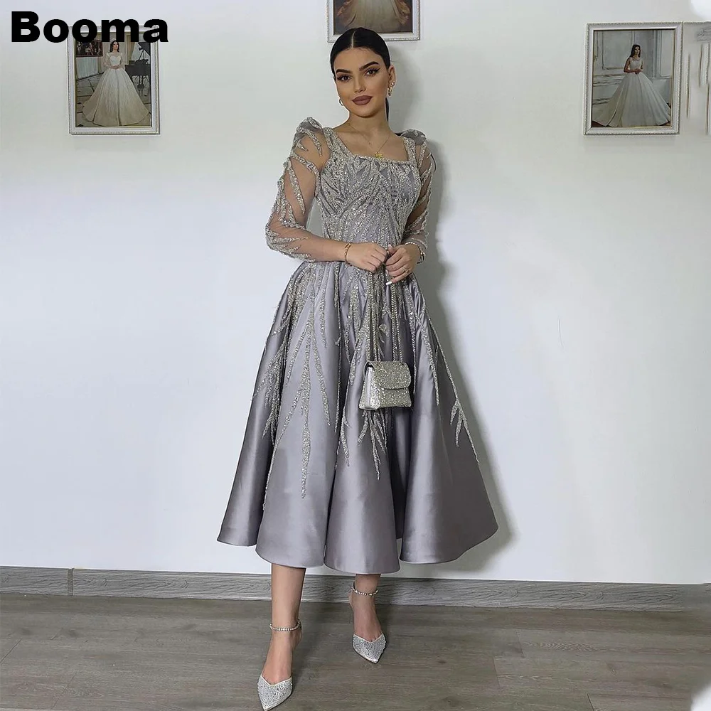 Top Trends: Booma A-Line Midi Formal Evening Dresses Stain Sequined Long Sleeves Party Prom Dresses Wedding Guest Dress For Women Shoppable Styles