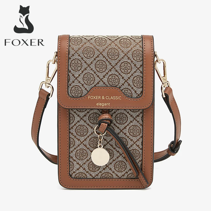 Top Trends: FOXER Summer Printing Women&#039;s PU Leather Phone Bag Small Shoulder Crossbody Bag Girl Fashion Monogram Female Flap Messenger Bag Shoppable Styles