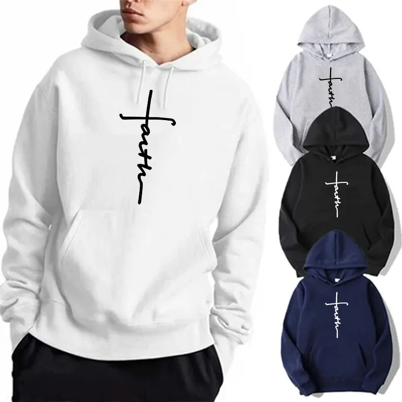 Top Trends: Unisex Cool Faith Print Hoodie Sweatshirt Men Women Fleece Hoodie Fashion Sports Hoodie Crew Neck Hoodie Sweatshirt Shoppable Styles