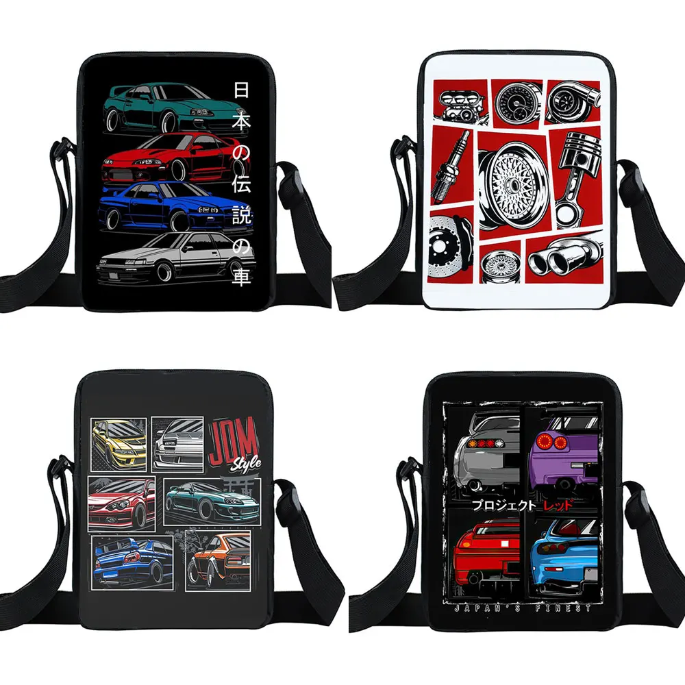 Top Trends: Japan JDM Racing Car Crossbody Bags Men Canvas Shoulder Bag For Travel Male Handbag Phone Purse Holder Harajuku Messenger Bag Shoppable Styles