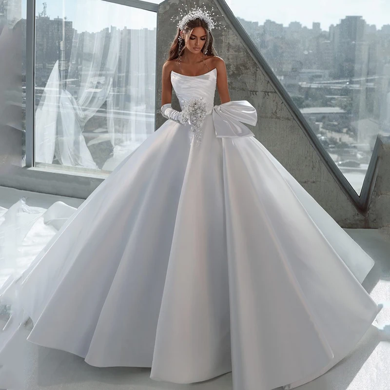 Top Trends: Eightree Boho A-Line Wedding Dresses Strapless Dress Without Gloves White Beach Princess Wedding Evening Prom Gowns Custom Size Shoppable Styles