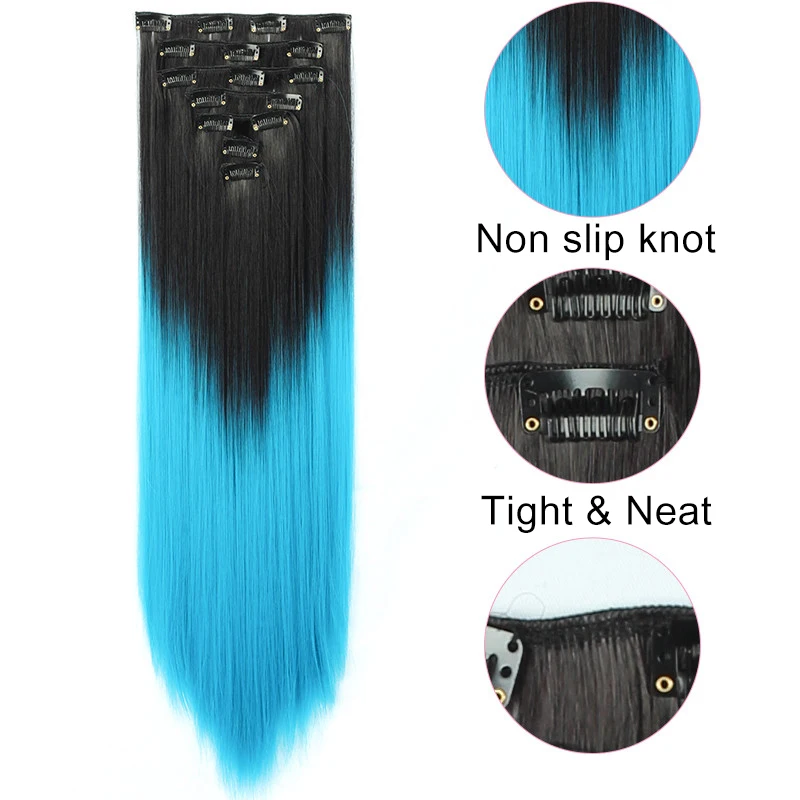 Top Trends: Linwan Synthetic Long Straight Hair 16 Clips 140G Extensions Clips In High Temperature Fiber Black Brown Ombre White Hairpiece Shoppable Styles - Image 4