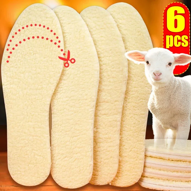 Top Trends: 2 / 6PCS Thicken Warm Insoles Winter Plush Lamb Wool Cold-proof Insole Warm Men Women Snow Boots Foot Pad Soft Tailorable Insole Shoppable Styles