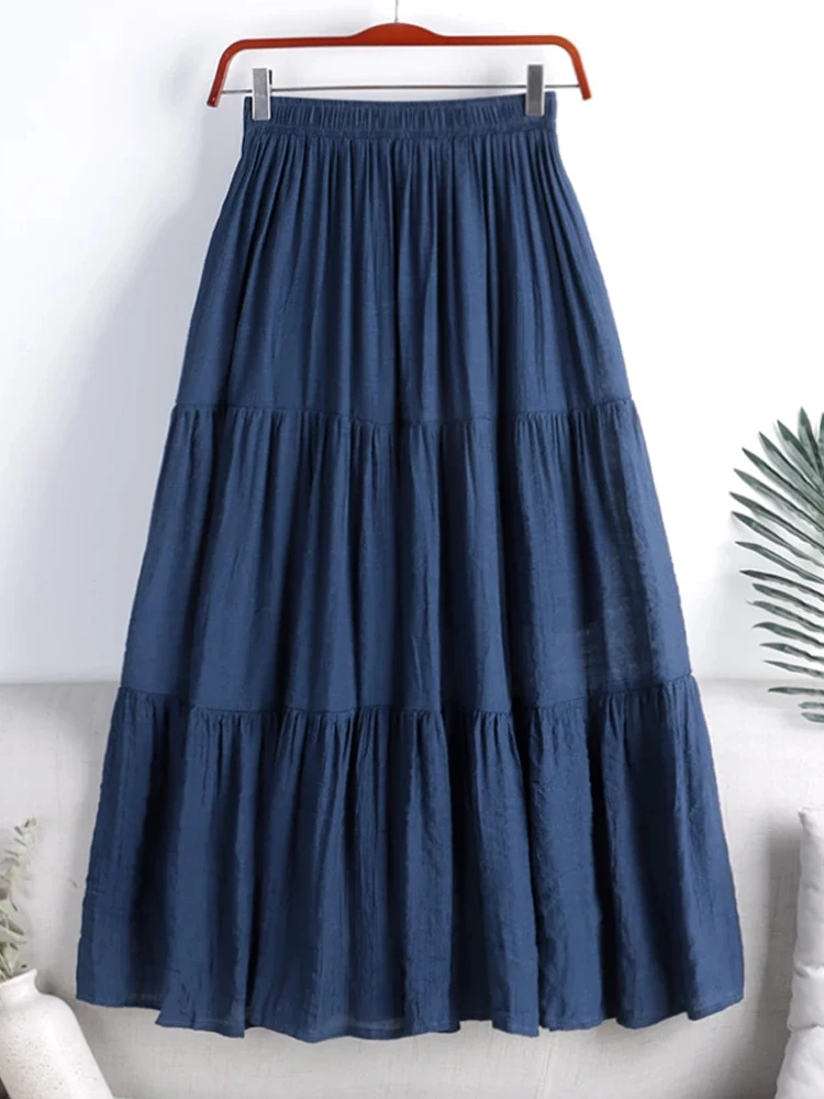 Top Trends: Designer Chic Maxi Skirt Woman 2023 New Summer A-Line Solid Patchwork Skirts Minimalist Casual Loose Pleated Skirts Jupe Femme Shoppable Styles