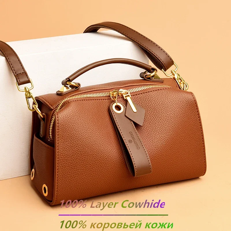 Top Trends: High Quality Solid Color Leather Shoulder Crossbody Bag For Women 2023 Luxury Women's Handbag Designer Female Messenger Tote Sac Shoppable Styles - Image 3