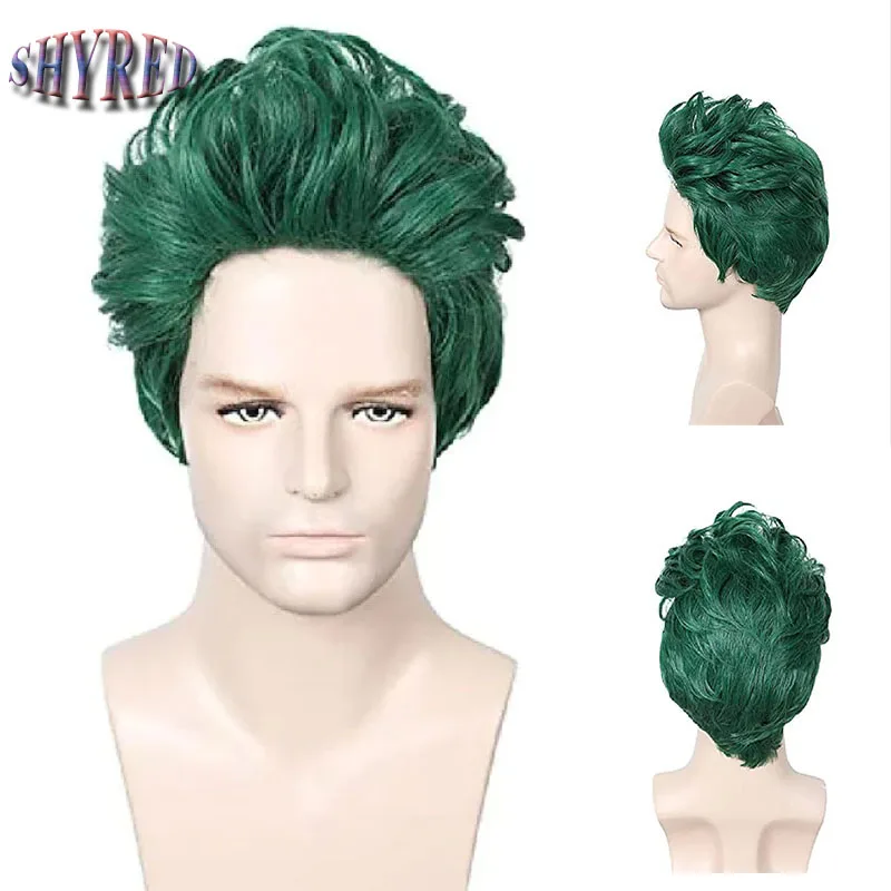 Top Trends: Short Green Straight Synthetic Wigs For Young Men Short Pixie Cut With Bangs Heat Resistant Cosplay Daily Wear Shoppable Styles