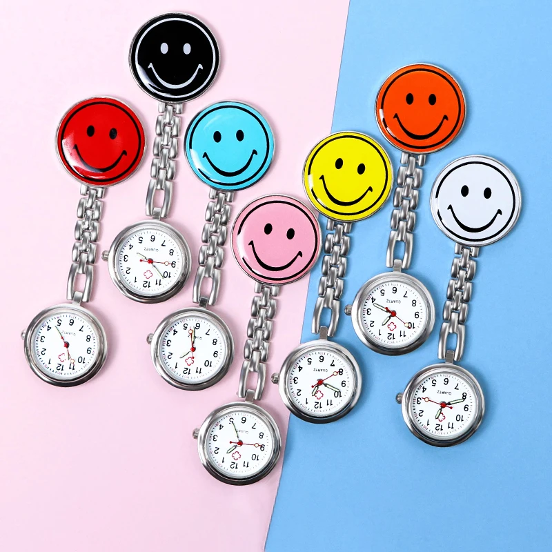 Top Trends: 1pc Lovely Cartoon Nurse Watch Cute Smiling Clip-on Fob Brooch Pendant Hanging Quartz Pocket Adjustable Watch For Men Women Shoppable Styles