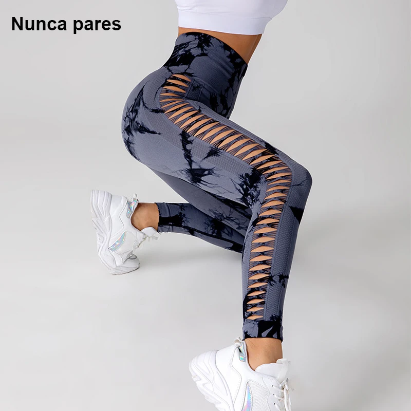 Top Trends: Tie Dye Hollow Out Tummy Control Sports Leggings Women Seamless Workout Tights Running Fitness High Waist Yoga Pants Shoppable Styles