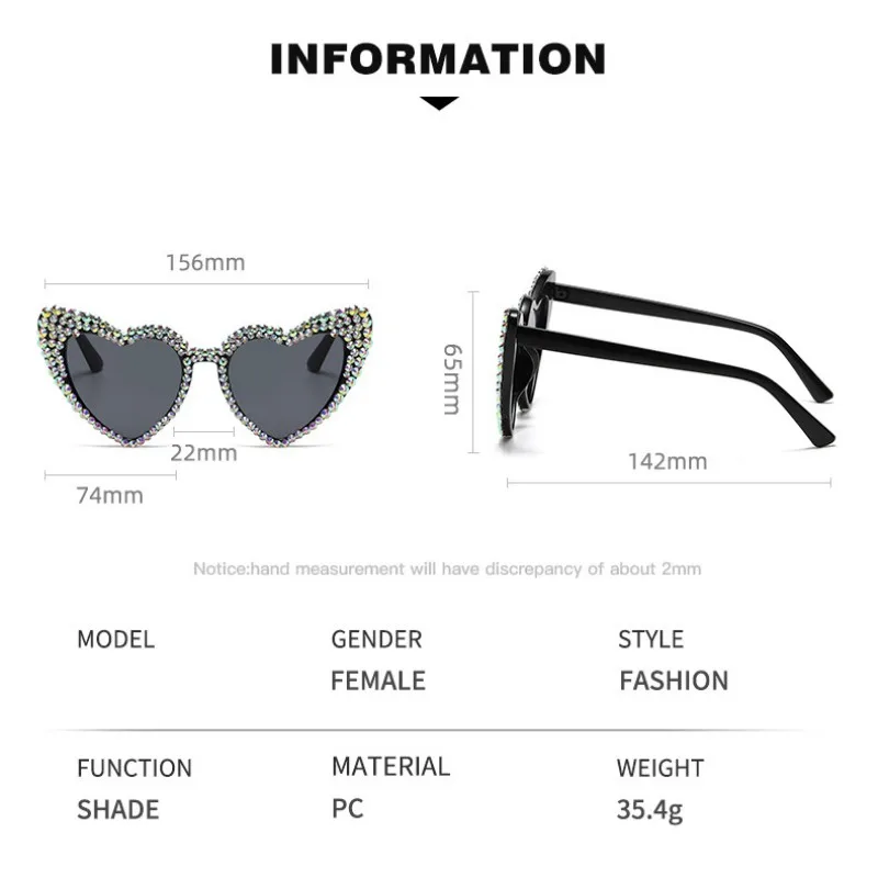 Top Trends: Women New Luxury Diamond Sunglasses Large Heart Shape Ultraviolet Sun Glasses For Ladies Unisex Large Frame Hip Hop Eyewear Shoppable Styles - Image 6