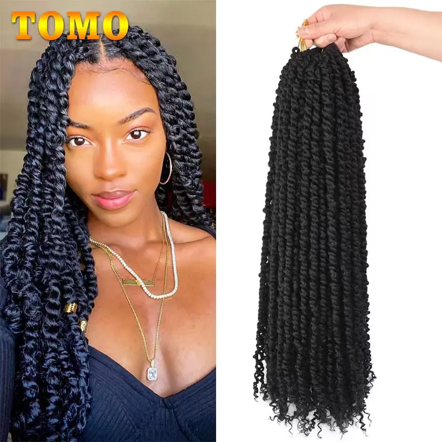 Top Trends: TOMO 12 18 24 Inch Passion Twist Hair Pre-Twisted Passion Twists Crochet Braids Pre-Looped Synthetic Braiding Hair Extensions Shoppable Styles