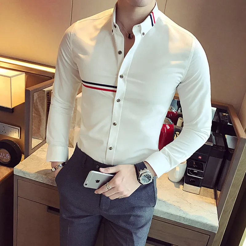 Top Trends: Brand Clothing Male Spring High Quality Long Sleeve Shirts / Men's Slim Fit Lapel Leisure Shirts / Fashion Tops Plus Size 4XL 5XL Shoppable Styles - Image 3