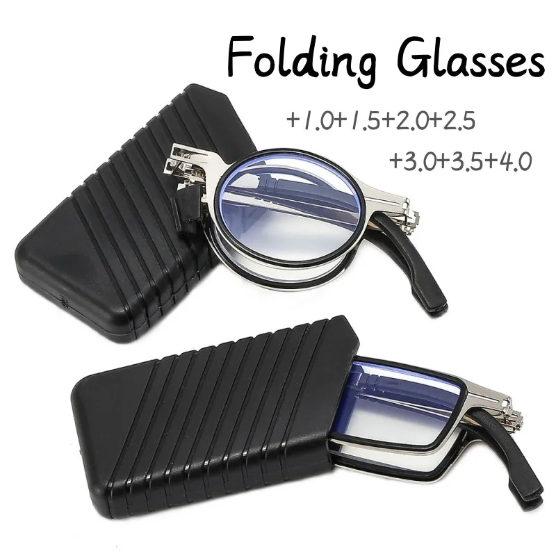 Top Trends: Anti-blue Light Folding Reading Glasses Men Women Foldable Round Frame Presbyopia Eyeglasses Square Glasses With Case + 1.0+ 4.0 Shoppable Styles