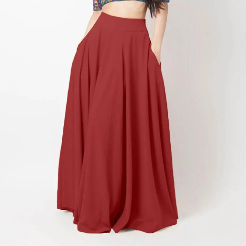 Top Trends: Summer New In Skirt Two Pockets High-Waist Elastic Waist Pleated Large Hem Clothing Matching Oversized Women A-Line Solid Skirt Shoppable Styles - Image 4