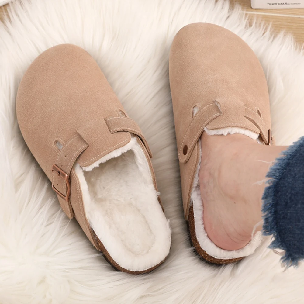 Top Trends: Shevalues Fur Classic Clogs For Women Winter New Fashion Cork Insole Plush Slipper With Arch Support Cozy Home Furry Suede Mules Shoppable Styles