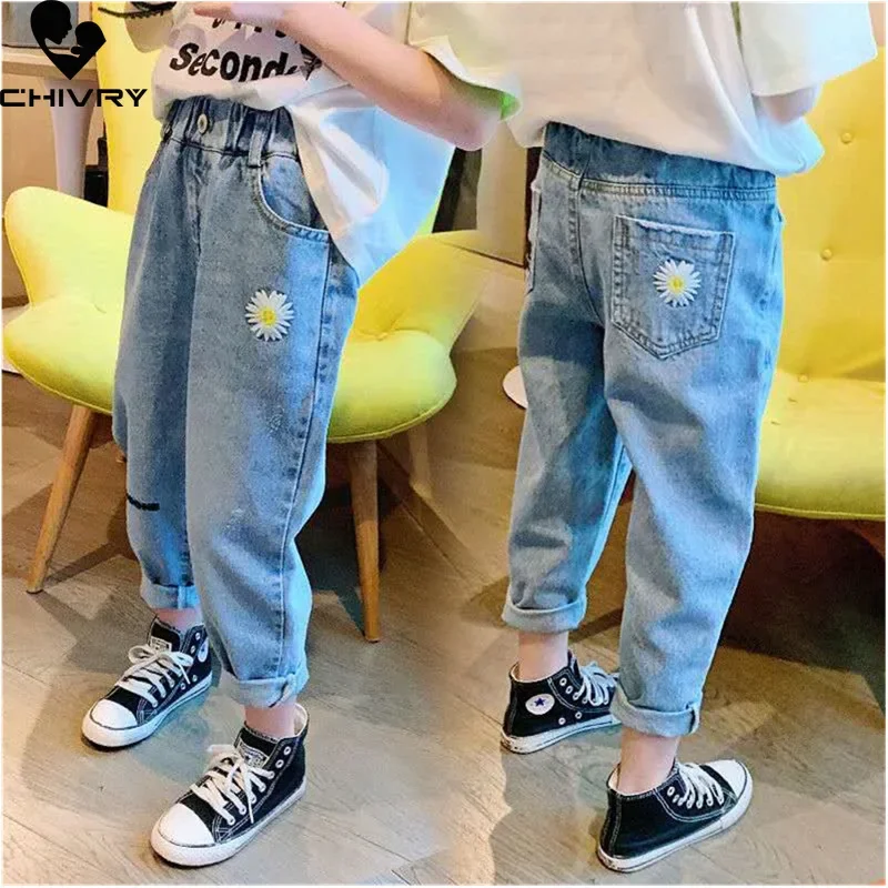 Top Trends: New 2022 Kids Fashion Jeans Long Trousers Pants Girls Classic Denim Flower Embroidery Pants Baby Jeans Spring Autumn Jeans Shoppable Styles