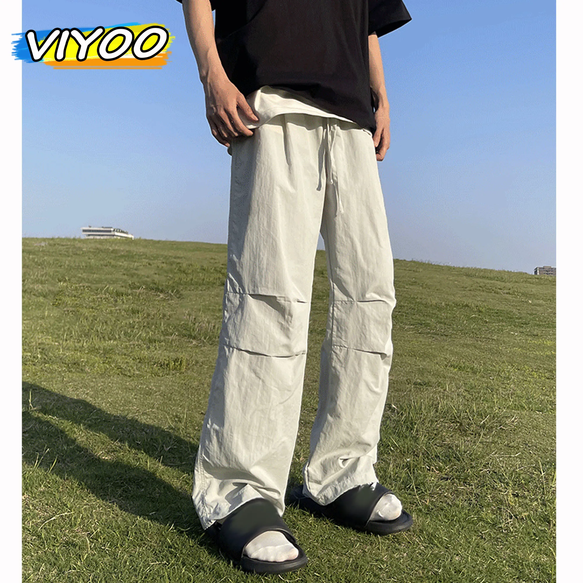 Top Trends: Men's Vintage Quick Dry Cargo Pant Wide Leg Baggy Jogger Outdoor Pants Men Trousers Sweatpants Track Korean Summer Style Clothes Shoppable Styles