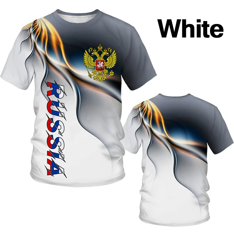 Top Trends: 2022 Summer Fashion T-shirt Men&#039;s Russian Flag Print Men&#039;s T-shirt Street Style Eagle 3D Print T-shirt Moscow Tees O Neck Tops Shoppable Styles