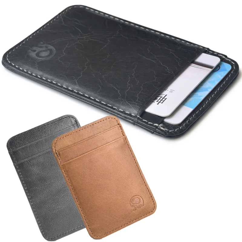 Top Trends: Mini Card Wallet Credit Card Cover PU Leather Card Case Card Holder Card Bag Solid Color Portable Thin Cash Change Pack Business Shoppable Styles