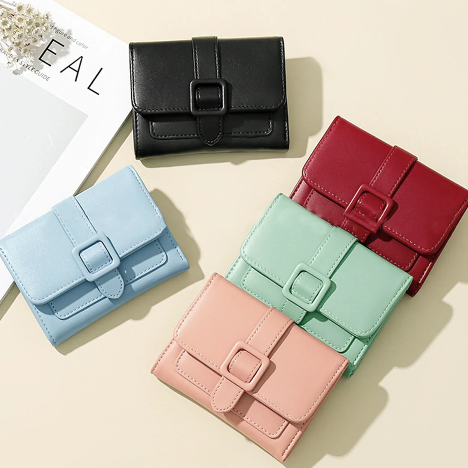 Top Trends: New Women's Luxury Leather Mini Purse Coin Bag Clasp Short Purse Solid Color Small Women's Clutch Bag Multi Functional Wallet Shoppable Styles