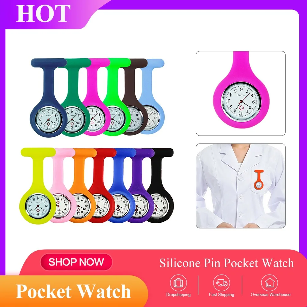 Top Trends: 1 Pcs Silicone Nurse Watch Brooch Robe Fob Watch With Free Battery Fashion Exquisite Gift For Men And Women Shoppable Styles