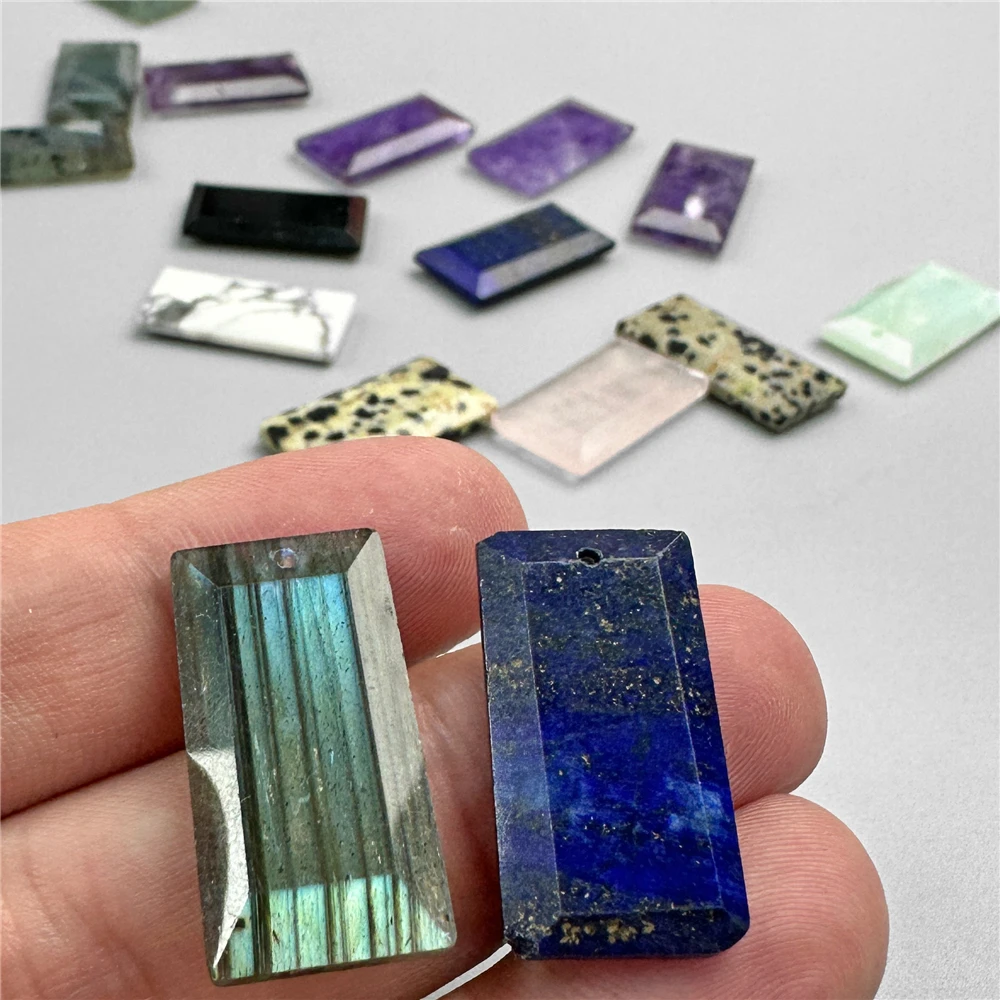 Top Trends: 13X25mm Natural Stone Pendants Rectangular Shape Lapis Lazuli Labradorite Quartzs Gems Charms For Men Couple Reiki Necklace DIY Shoppable Styles