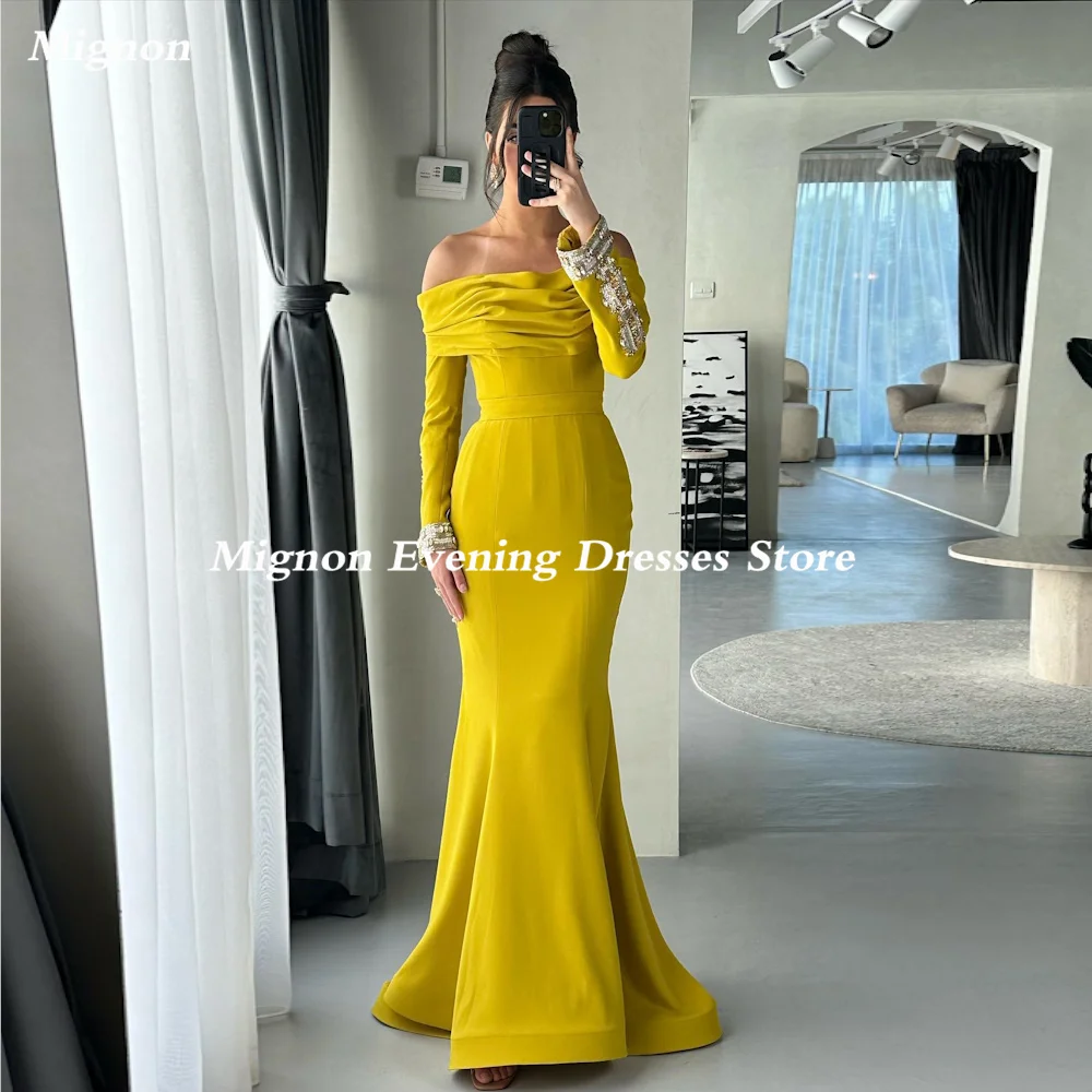 Top Trends: Mignon Satin Mermaid Off-the-shoulder Neckline Ruffle Prom Gown Ankle-length Formal Elegant Evening Party Dress For Women 2023 Shoppable Styles