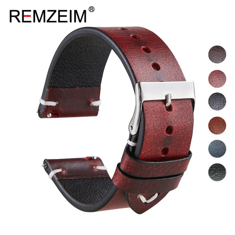 Top Trends: Hand Made Retro Red Brown Leather Watch Band Quick Release Calfskin Watch Strap Bracelet 18mm 20mm 22mm Watch Accessories Shoppable Styles