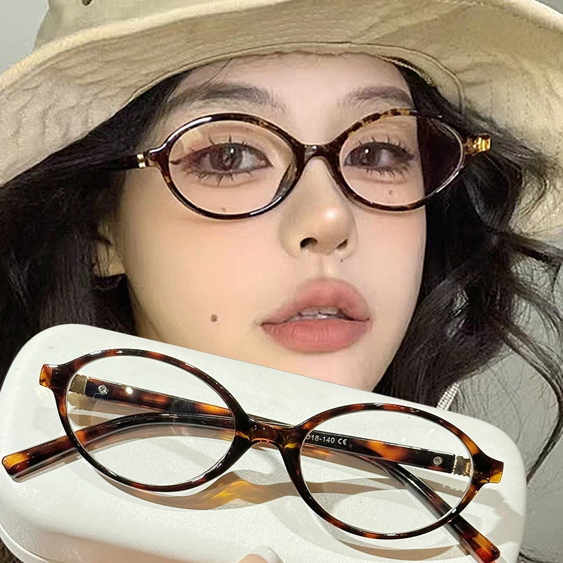 Top Trends: Y2K Girls Retro Oval Frame Glasses Women Female Ins Sweet Cool Eyewear Trend Brand Reading Computer Anti Blue Light Eyeglasses Shoppable Styles