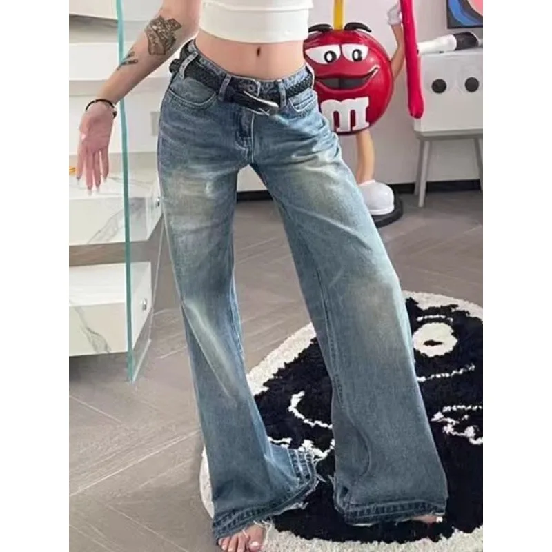 Top Trends: QWEEK Y2k Vintage Flared Jeans Woman Gyaru Streetwear Baggy Denim Pants Korean Fashion Harajuku Lose Trousers Spring Aesthetic Shoppable Styles