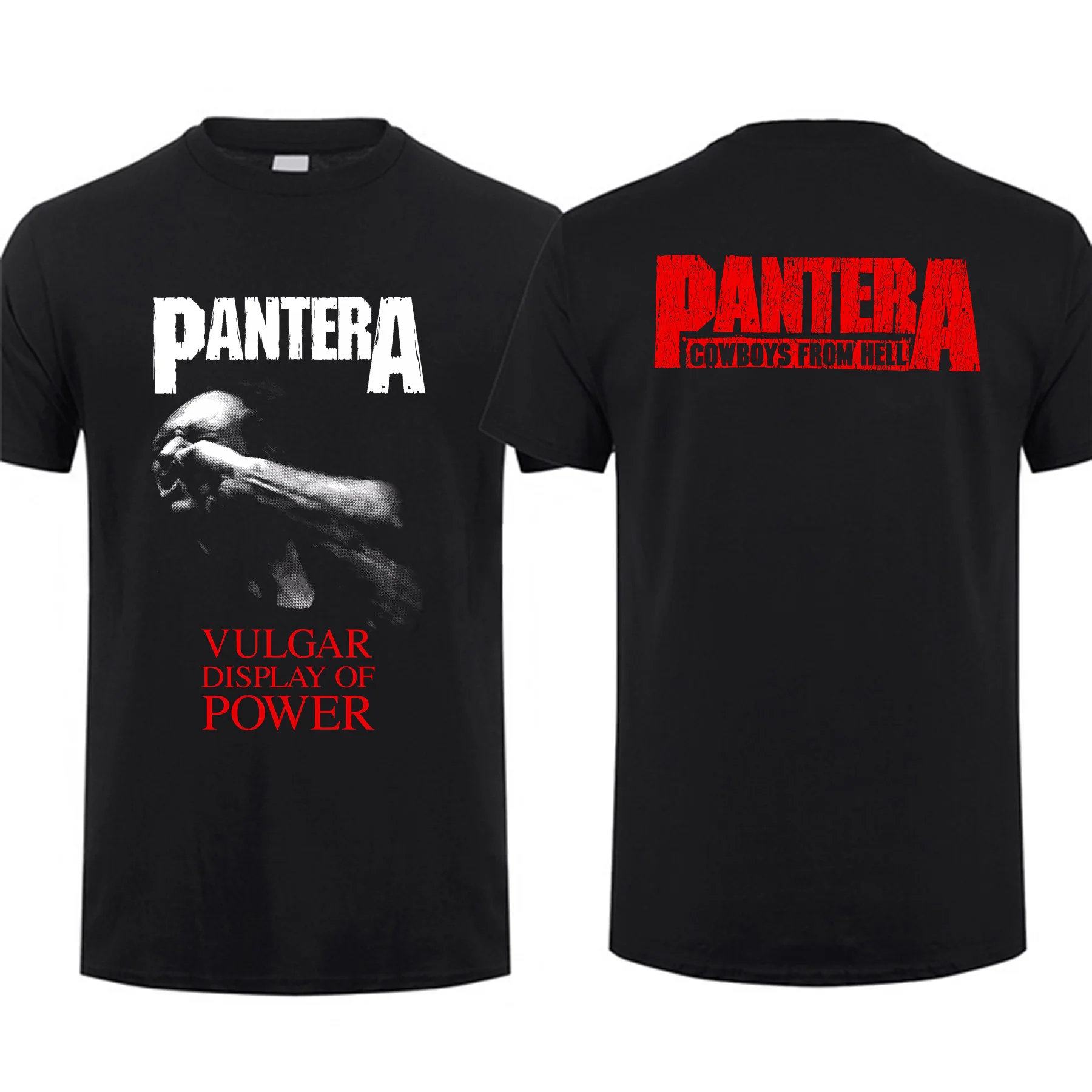 Top Trends: 2023 Hot Sale Summer 100% Cotton Pantera Vulgar Display Of Power Black T Shirt Men Short Sleeves Cool Hip Hop Streetwear T-shirt Shoppable Styles