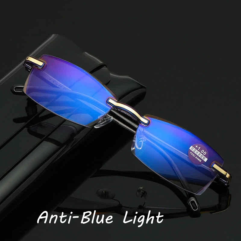 Top Trends: Diopter Reading Glasses Rimless Eyewear Trendy Men Women Anti Blue Light Prescription Eyeglasses Resting Lenses Computer Glasses Shoppable Styles