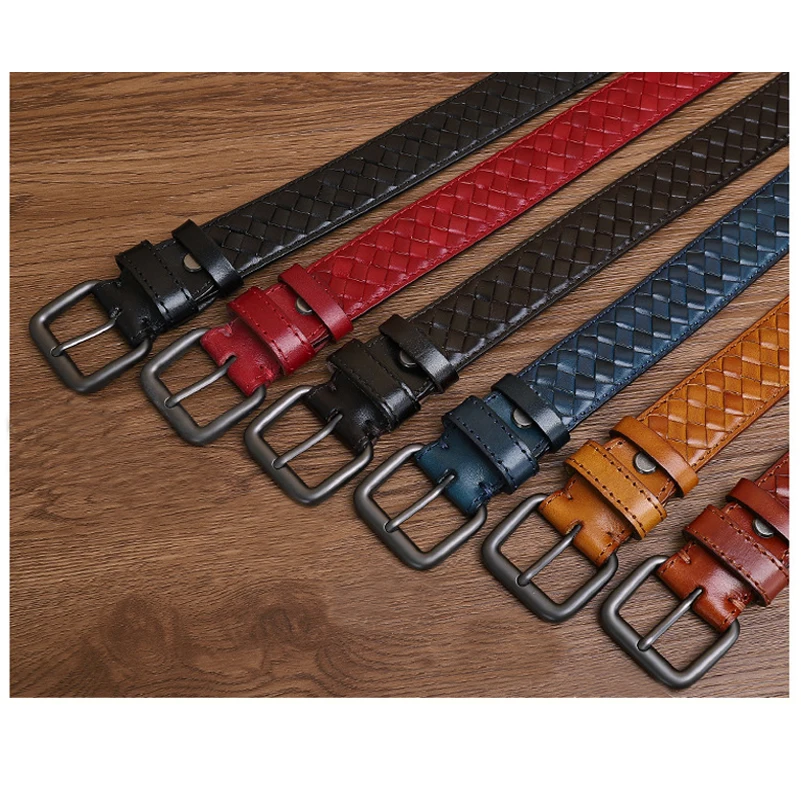 Top Trends: Korea Genuine Leather Braided Joker Pin Buckle Men Belt Fashion Hand Woven Cow Leather Men Belt Shoppable Styles