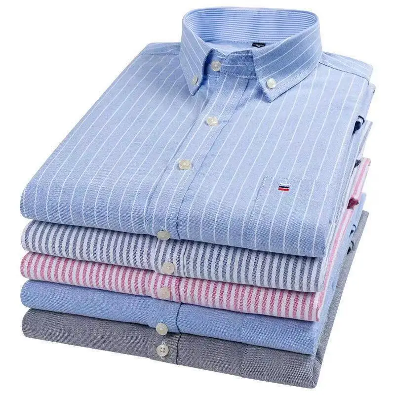 Top Trends: 100 % Pure Cotton 23 Color 7XL Oversized Button Up Shirt Striped Plaid Shirt Long Sleeve Shirt For Men Casual Slim Fit Shirt Men Shoppable Styles