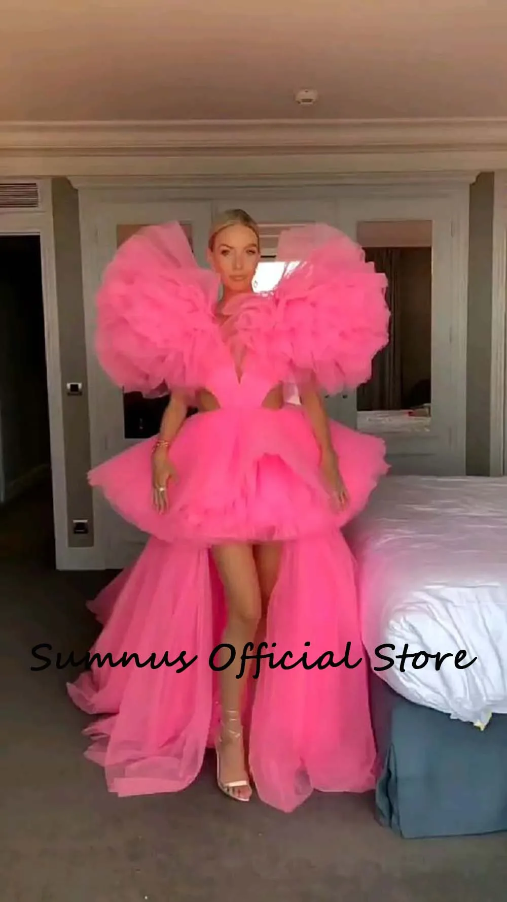 Top Trends: Pink Prom Dresses Deep V Neck High Low Special Occasion Fashion Gowns Backless Sexy Pageant Dress Tiered Tulle Long Prom Gown Shoppable Styles - Image 6