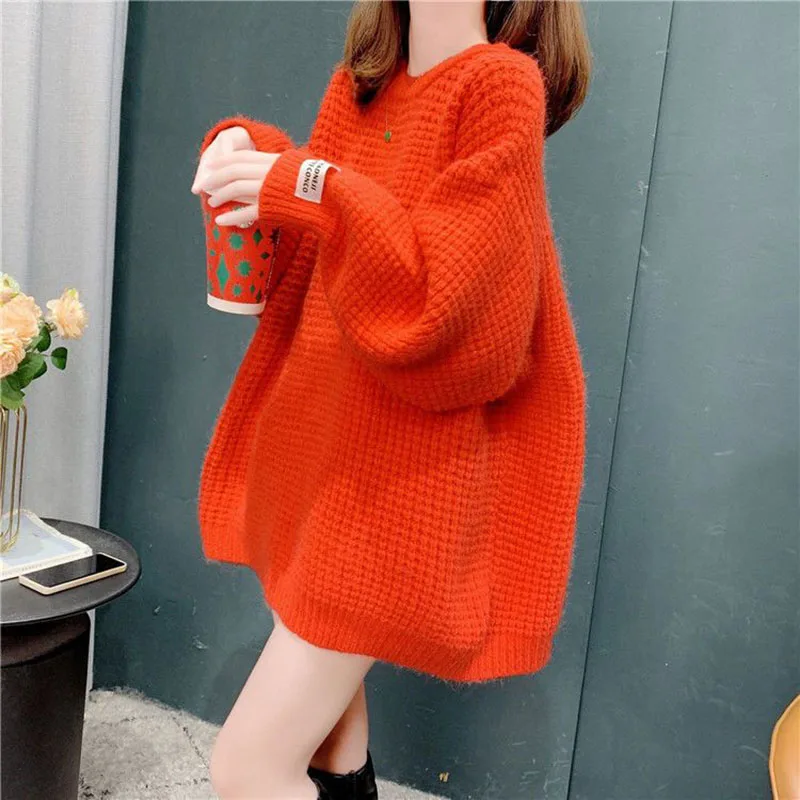 Top Trends: Fashion O-Neck Solid Color Loose Knitted Sweater Female Clothing 2023 Winter New Casual Pullovers Long Sleeve All-match Tops Shoppable Styles