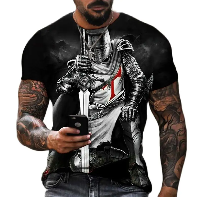 Top Trends: Summer Fashion Templar 3D Printed Men's T-Shirt Street Harajuku Cross TShirt For Men Short Sleeve Oversized Tshirt Vintage Top Shoppable Styles - Image 4