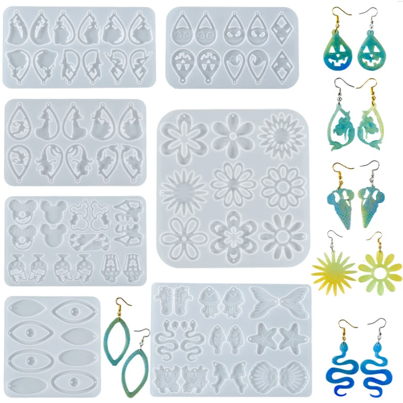 Top Trends: 2022 New Earring Combination Resin Mold DIY Jewelry Key Chain Pendant UV Resin Silicone Mold Jewelry Molds For Resin Casting Shoppable Styles