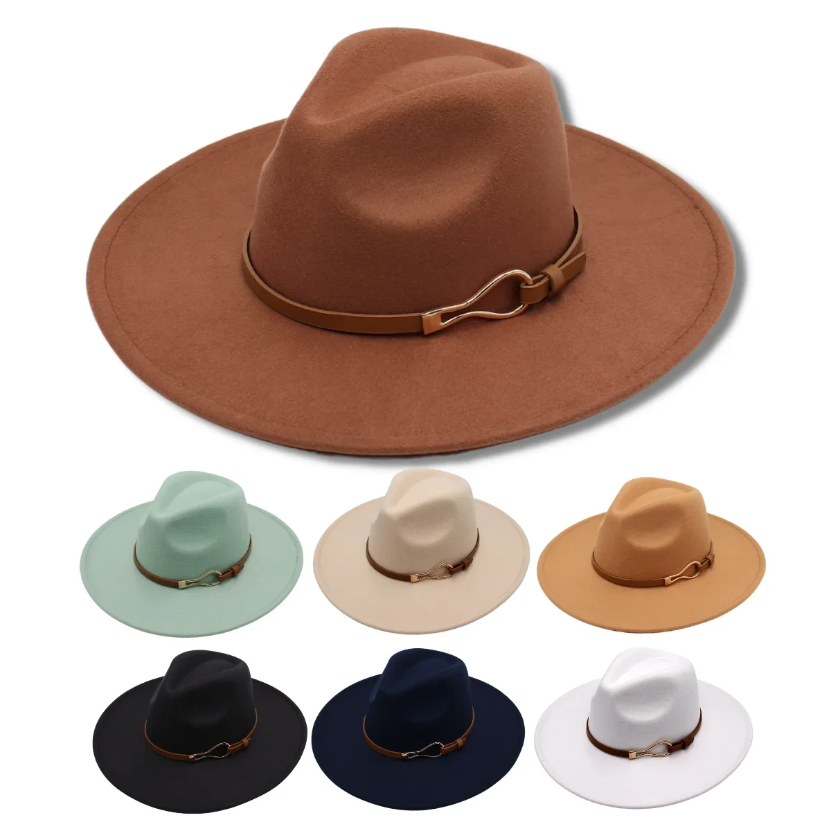 Top Trends: New 9.5cm Large Wide Brim Classic Fedora Hat Unisex Wool Felt Hat British Belt Jazz Men Hat Autumn Winter Women Trilby Dress Hat Shoppable Styles