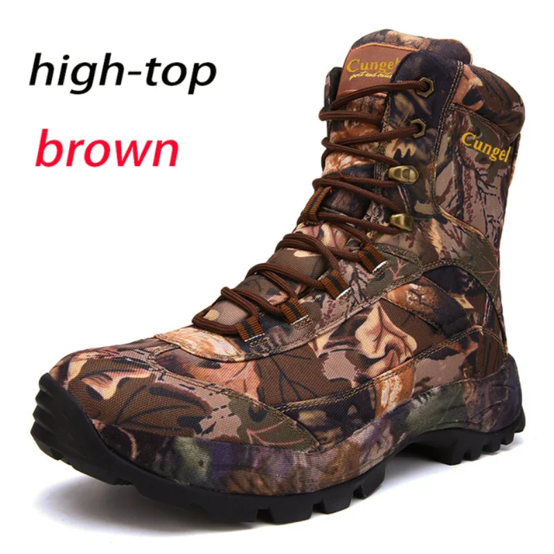 Top Trends: Men Tactical Shoes High Top Hiking Durable Waterproof Anti-Slip Outdoor Climbing Trekking Shoe Military Tactical Low Boot 2021 Shoppable Styles